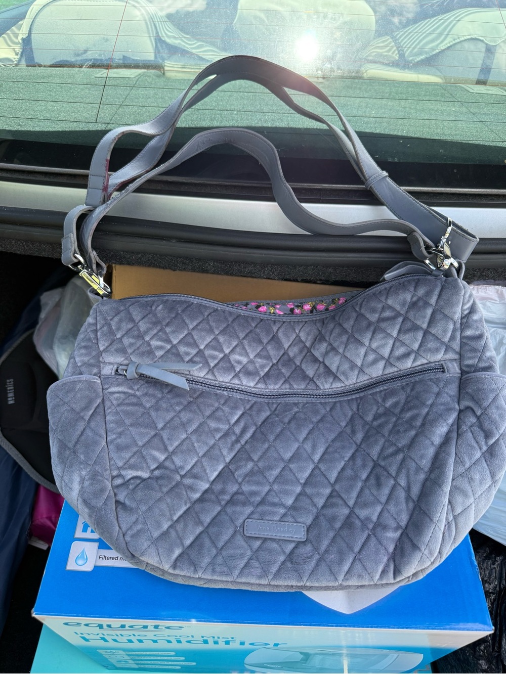 Vera Bradley Quilted Gray Crossbody Shoulder Bag
